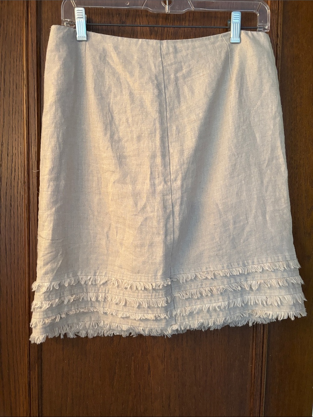 Tommy Bahama Cream Linen-Blend Mini Skirt with Fringe Hem